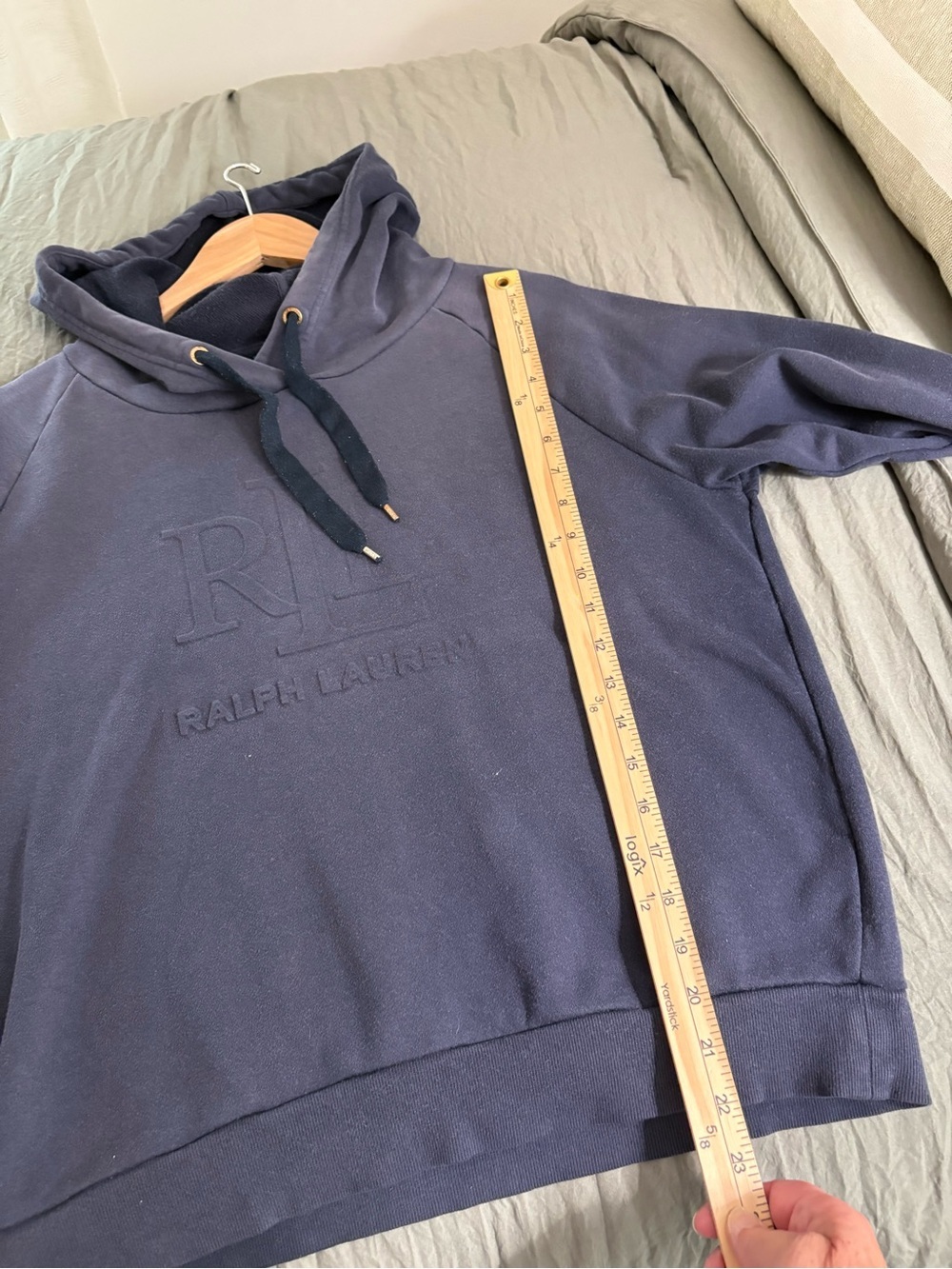 Ralph Lauren Navy RLL Embossed Hoodie. Size Medium. - Picture 9 of 10